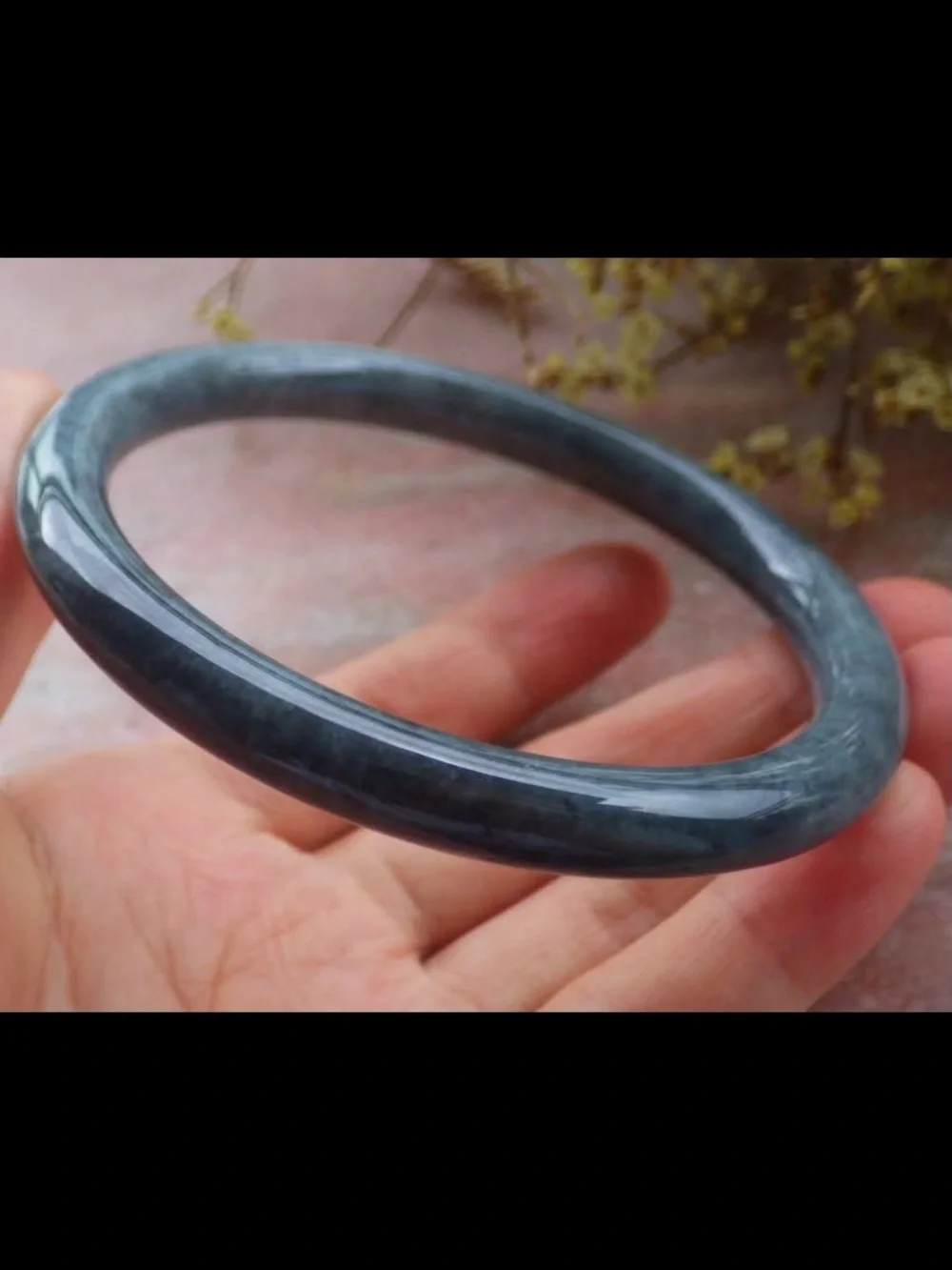 Elegant black dark gray bangle Certificate Jadeite bracelet 68mm 8.25inches